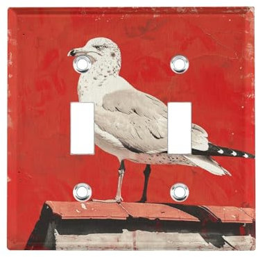 Wandplatten für Steckdosen, Doppel-Lichtschalter-Abdeckplatte, Standardgröße, Möwe auf dem Dach, dekorative Wandplattenabdeckung für Dekorateure, Duplex-Kippschalter