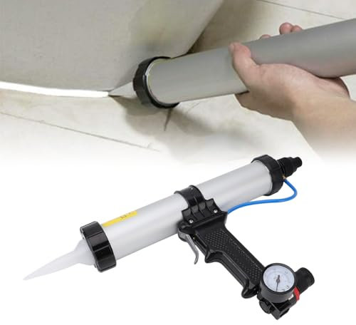 Pneumatic Caulking Gun Kit - Aluminum Alloy Compact Caulk Gun, High Filling Capacity Cartridge Applicator with Ergonomic Design for Home Decoration (400ml)