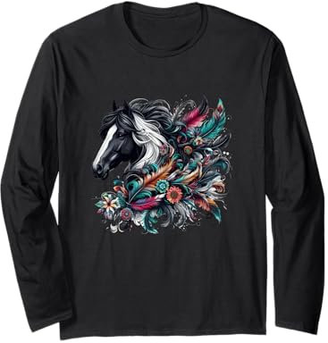 Floral Wild Horse Tees Reitbekleidung Damen Mädchen Langarmshirt