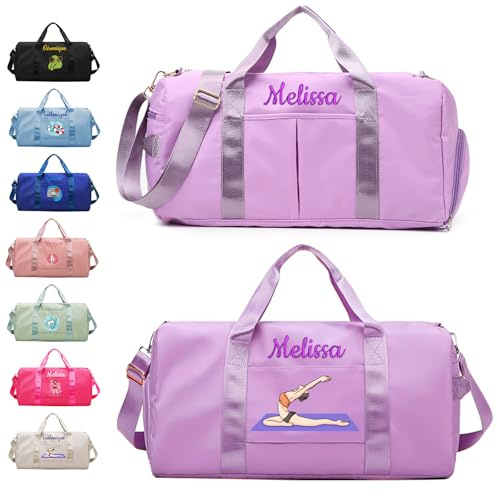 Borsone Personalizzato con Ricamo Nome/Logo Stampato, Borsa da Palestra per Sport, Yoga, Danza, Borsone Impermeabile per Weekend, con Scomparti per Scarpe e Vestiti Bagnati