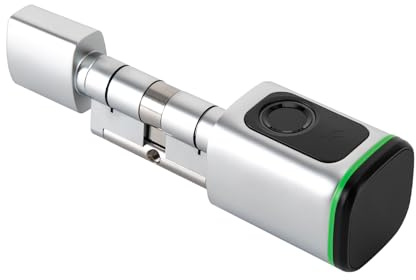 60mm Intelligenter Schließzylinder mit Fingerabdruck, App, Schlüsselkarte & Schlüssel – Elektronisches Türschloss, IP53, Große Speicherkapazität, Einfache Installation