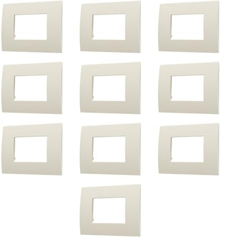 10 Placche, 3 moduli/posti, Compatibile Con Vimar Arke', sabbia, Placca rettangolari squadrate, Plastica di alta qualità, 100% compatibile con supporti e moduli originali