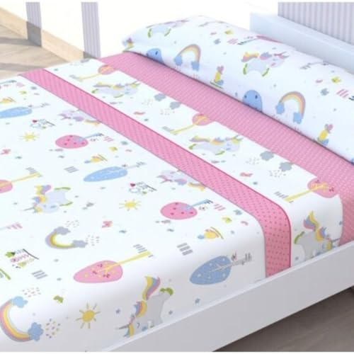 HM'S HOME'SECRET Juego de Sábanas de 100% Microfibra, 3 Piezas, Varios Modelos y Tamaños. (Cama 90cm, Infantil Unicornio)