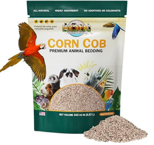Exotic Animal Supply Natural Corn Cob Bedding, Corn Cob Litter, Dust-Free, Birds and Small Animals ~5lbs (340 CU in)