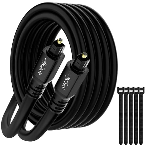 Mygatti Cavo Audio Ottico 20m, Toslink Cavo Audio Digitale (S/PDIF, Dolby e DTS Sound), Cavi Fibra Ottica per Home Cinema, Soundbar, PS4/Xbox One, Lettori DVD, TV ecc. +5 fascette per Cavi
