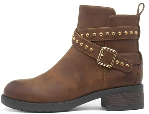 Lilley Womens Brown Ankle Zip Up Buckle Boot - Size 6 UK - Brown