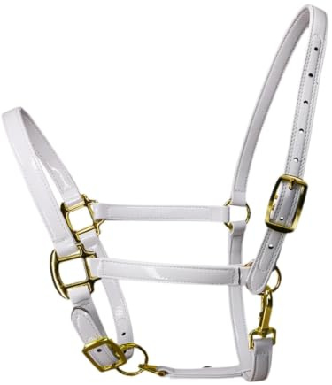 Fenteer Microfiber Leather Horse Rope Training Halter Chin and Throat Snap Halter for Grassland Practice Farm Racecourse, White L