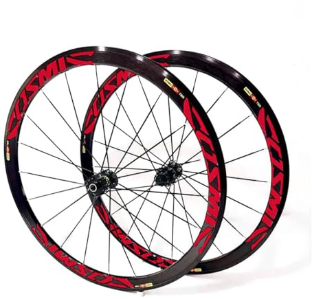 Hjulpar För Landsvägscykel 700C Skivbroms Snabbkoppling Ultralätt | Aluminiumlegering Fälg 7/8/9/10/11 Hastighet 24 Hål Främre Och Bakre Hjul(Red,40mm)