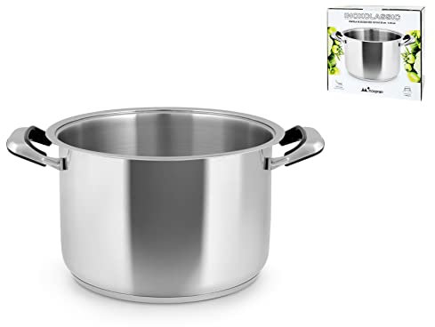 INOXPRAN - Pentola INOXCLASSIC in Acciaio Inossidabile con 2 Manici in Bachelite, Dimensioni 30x20 CM, Lavabile in Lavastoviglie, Utilizzabile su Tutti i Piani di Cottura compreso l'Induzione