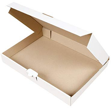 25 Maxibriefkartons 350 x 250 x 50 mm weiß, CARTONARA Maxibrief DIN A4 geeignet für DHL Warensendung und Büchersendung, Versandkarton mit Deckel