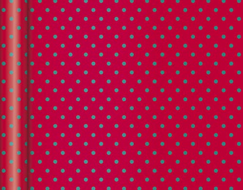 Clairefontaine 223885C - Rolle Geschenkpapier Tiny rolls Kraft mit Punkten (5 m x 0,35m, innovative Breite, einfach zum Transportieren, 70g, Blauer Engel) 1 Rolle, rot/grün