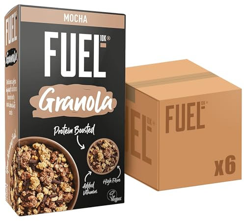 FUEL10K Mocha Chunky Granola, Protein Boosted & High in Fibre, 400 g (Pack of 6)