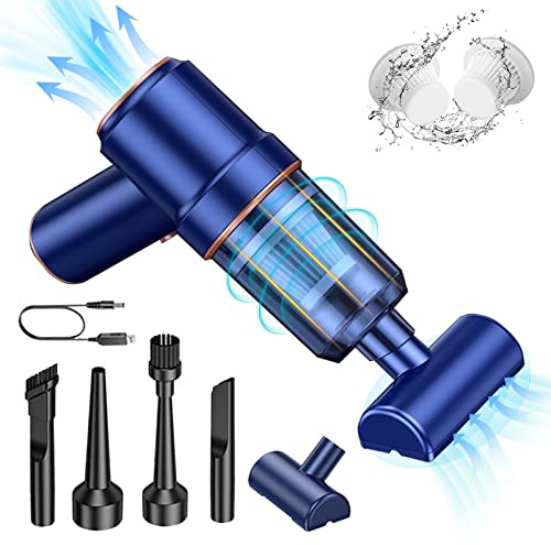 3-in-1 Keyboard Vacuum Cleaner, Air Duster with Keyboard Cleaner Kit, Rechargeable Mini Powerful Computer Vacuum Cleaner, Portable Handheld Car Hoover for PC, Laptop, Piano, Car, Pet (Blue)