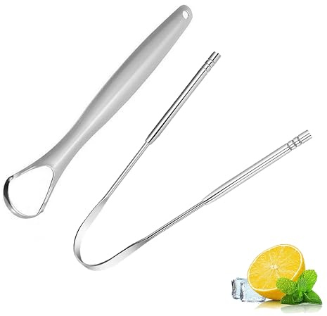 Yunshengmy Tongue Scraper Stainless Steel,Tongue Scraper,Tongue Cleaner Medical Grade Stainless Steel Tounge Scraper,Metal Tongue Scrapers for Adults (Style B)