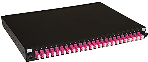 Connetto - Glasfaserplatte 19 mit 24 Adaptern LC Duplex OM4 Tiefe 250 mm Farbe schwarz