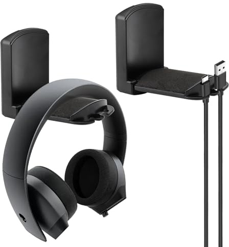 DAWRIS 2 stycken universal headset hållare, vägg- eller bordfästa, med tejp och silikondyna för trådlösa eller trådbundna hörlurar, spelheadset
