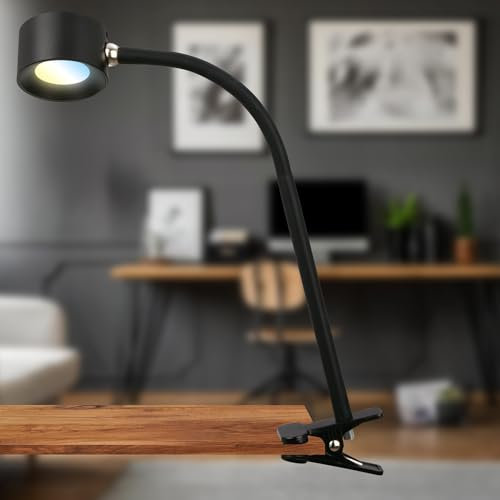 BRILONER - LED Schreibtischlampe mit Akku, magnetisch abnehmbar, 360 Grad drehbar, dimmbar, CCT, Leselampe kabellos, Klemmlampe, Klemmleuchte, Nachttischlampe, Leselicht Kinder, 44 cm hoch, Schwarz