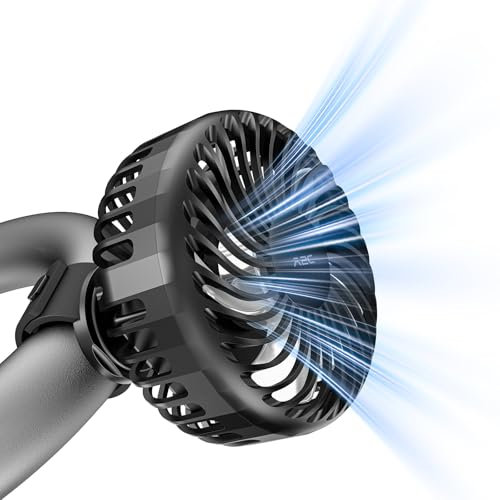 A2C Rechargeable Fan for Peloton Bike & Exercise Bike - 4000mAh Portable Fan with Adjustable Strap, 3 Speed Settings, 360° Rotation - Fits 0.5-1.5 Handlebars for Treadmill, Stroller, Golf Cart, Gym