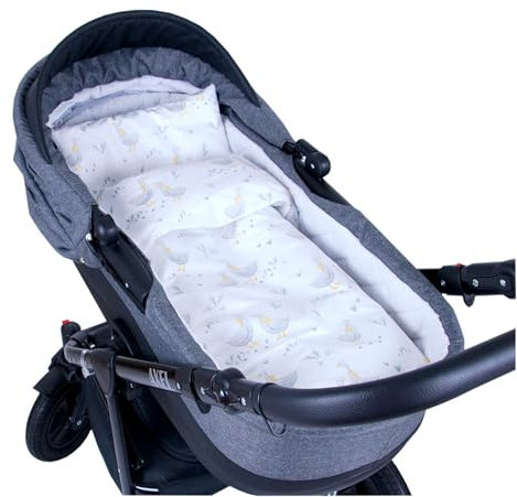 Babylux 2 TLG. Set Bezug für Kinderwagen Stubenwagen oder Wiege Garnitur Bettwäsche Kissen Decke 60 x 78 cm (131. Gänse)