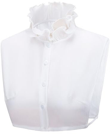 Yolimok Women's Fake Collar Detachable Ruffles Stand Collar False Half Shirt Blouse Dickey Collar Victorian Collar Mock Neck Top for Sweaters Collarless Dress Shirt White Collar