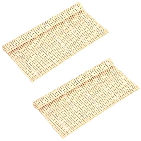 hioseyre 2 Pcs Bamboo Sushi Mat,Sushi Roller Mat,Sushi Making Mat Kit,Bamboo Rolling Set,Beginner DIY Sushi Roller Mold Making Assistant (24 * 23cm)