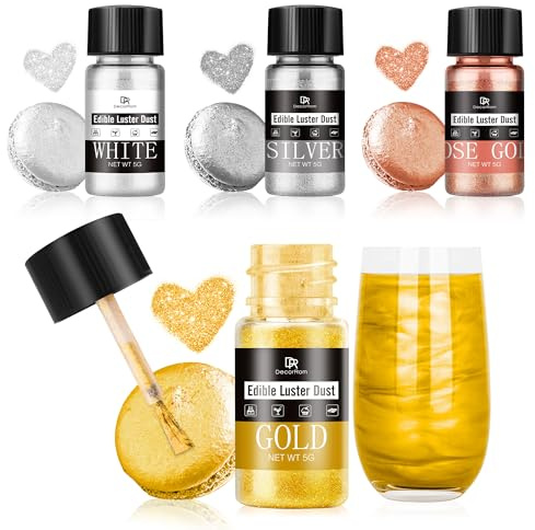 Set di glitter commestibili – 4 colori metallizzato commestibile – Polvere insapore per bevande e torte, decorazione per cocktail, colorante alimentare in polvere glitter commestibile Edible Glitter