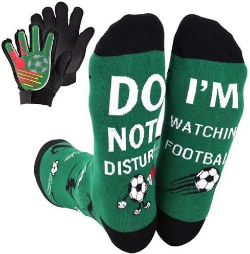 Zidoley Regali di calcio per ragazzi, set di guanti da portiere con calzini da calcio, guanti da portiere per bambini e calzini sportivi, regalo per ragazzi per allenamento club, scuola all'aperto