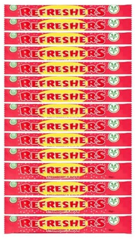 15 x Refreshers Strawberry Chew Bars Individually Wrapped Sweets Bulk Multipack - Retro Fizzy Sherbet-Filled Strawberry Flavour Chewy Bar Nostalgic Candy Treat, Vegetarian-Friendly, For Gifting, Shari