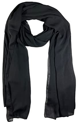 WESTEND CHOICE Damen Schals Frauen Krepp Chiffon Große Crinkle Schal Schal Kopftuch Stola Hals Wrap frauen Schals & Wraps 180x70 cm, Schwarz , One size