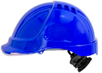 Irudek STILO 600V Azul – Casco de Seguridad ventilado en ABS con protección Lateral, Aislamiento eléctrico 1000 V c.a. / 1500 V c.c., arnés 6 Puntos, EN 397 / EN 50365, Talla 52–66 cm