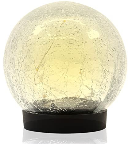 Gardenwize - Solar Powered Giant 15cm Crackle Glass Ball Sphere LED Light, Garden Lights, No Running Costs - Decking Patio Pathway Lighting (SWGSL249)