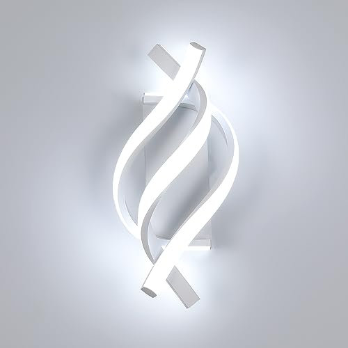 Dorlink Modern LED Wall Light 22W White Spiral Aluminum Modern LED Wall Lamp, 6500K Cool Light Indoor Wall Lighting Fixtures for Bedside, Hallway, Stair, Living Room, Bedroom