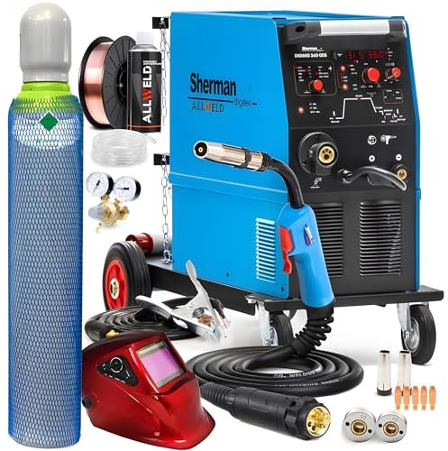 Sherman DIGIMIG 360 GDS 400V - Saldatrice a Filo Continuo con Gas 360A - Sinergia e Professionalità con 4 Rulli - Saldatura: MIG/MAG, TIG, MMA e Saldobrasatura - Set Professional