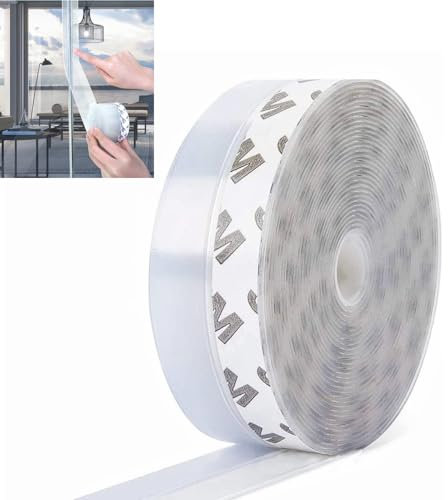 Dichtung Streifen Transparent，25 mm x 5 m Selbstklebend Silikondichtungsstreifen Türbodendichtung unten Wetterschutzklebeband für wasserdichtes, staubdichtes Silicone Door Bottom Seal Strip Tape