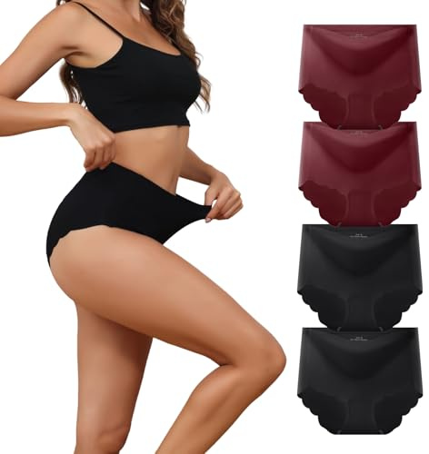 Sweetneed chida yi Culotte Femme sans Couture Taille Haute Slip Invisible Microfibre Ventre Léger Stretch Shorty Soft Hipster Panties Caleçons sous-vêtements Doux Respirant Sport Shorties