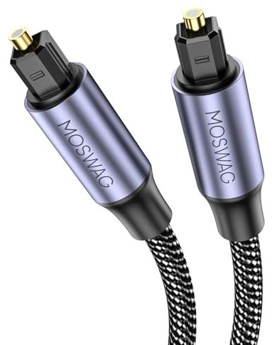 MOSWAG Toslink Kabel, Optisches Audiokabel, Optisches Digital Audio Toslink Kabel, Nylon Schutzhülle, Verlustfreie Klangqualität für Soundbar, TV, Heimkino, Xbox, DVD Player (1M)