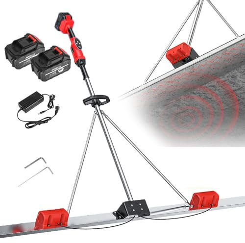 NYANS Concrete Electric Scraper, Cordless Screed Cement Finishing Vibrating Machine, for Concrete Floors/Slab Pours/Walkways/Driveways,2.0mbattery*2(dualmotor)