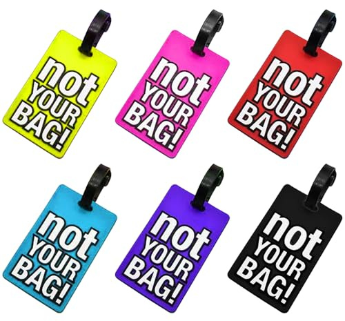 Luggage Tags, 6Pcs PVC Suitcase Tags, Secure Luggage Labels Colourful Travel ID Lovely Secure Luggage Tags Business Card Holder with Name ID Card for Travel Bags Suitcases