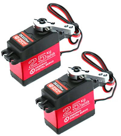 HoveeLuty DS3225 25KG Metal Gear High Torque Waterproof Digital CNC Aluminium Middle Red Steering Engine 2PCS Full Metal Gear Mechanical Arm