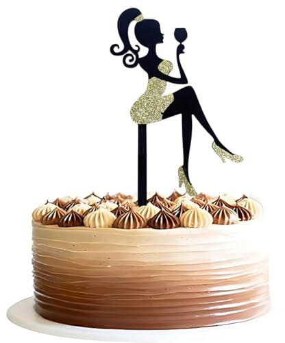 UYVPAER Figura Decorativa Para Tartas, Diseño De Silueta De Niña, Decoración Para Tarta Con Purpurina De Tacón Alto, Decoración Para Niñas, Despedida De Soltera, Temática De