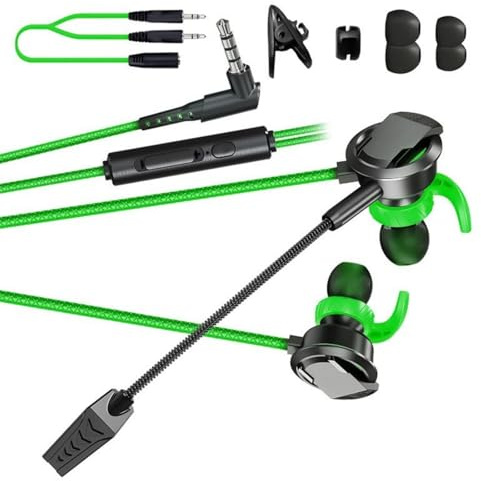 1 ensemble d'écouteurs de jeu ESports intra-auriculaires avec microphone détachable port 3,5 mm pour écouteurs esports