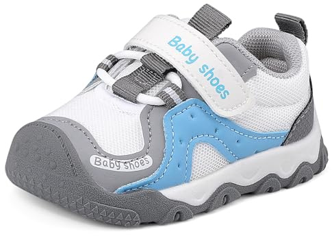 LACOFIA Scarpe Primi Passi Bambino Scarpe Neonato Sneakers Bimbo con Morbide Suola Gomma Antiscivolo Blu 20 EU(Etichetta 18)