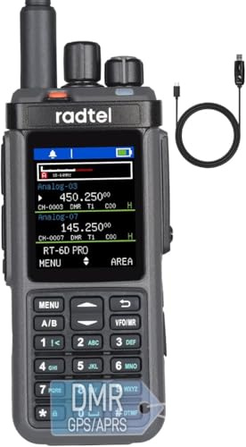 Radtel RT-6D PRO DMR Radio GPS APRS 500K Contacts Dual Time Slot Two Way Radio Dual Band Walkie Talkie Tier 1+2 Ham Radio 1024 Channels Type C Charge