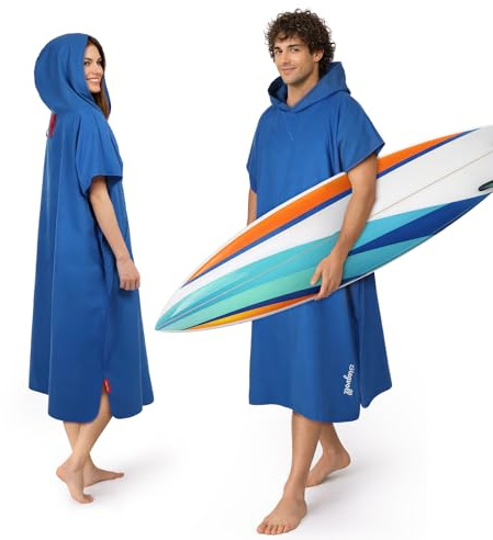 Siegvoll Poncho de Baño de Microfibra para Hombre y Mujer – Poncho de Surf Adulto de Secado Rápido y Compacto – Toalla Poncho con Capucha Cortavientos – Cambiador Portátil para Playa y Deportes Acuáti