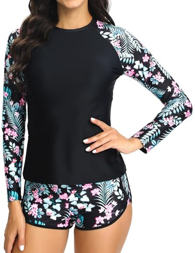 Bañador Neopreno Mujer Bikini Manga Larga Rashguard Traje Natacion Fatos De Banho Mulher Chaqueta Camiseta Protector Solar Aquagym Protección Agua Trajes Baño Piscina Swimsuit Women XS Short