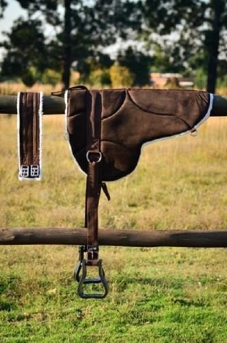 Cwell Equine New Non slip Bottom Micro suede BAREBACK Saddle PAD with free girth and stirrups BLACK, BROWN (BROWN)