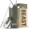 Beast Tumbler - 900 ml (30 oz), Army Green | Reusable Stainless Steel, Vacuum Insulated Cup | with + 2 Straws & Cleaning Brush | Double Wall Travel Flask Perfect for Hot or Iced Coffee | BPA Free