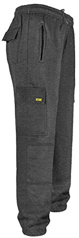 SITE KING Mens Cargo Combat Work Tracksuit Jogging Bottoms with Knee Pad Pockets Size S to 5XL Fleece Pants (2XL - 46/48 Waist, Charcoal)
