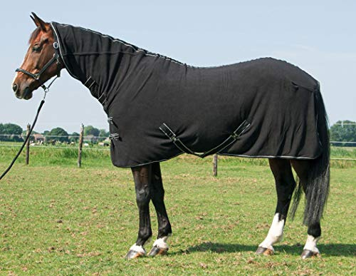 Amesbichler Reitsport Harry`s Horse - Coperta in pile Deluxe con collo, 145 cm, colore: Nero