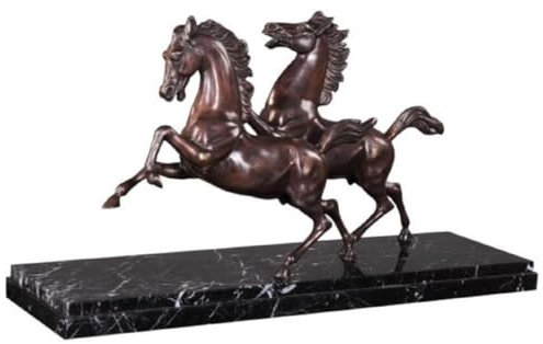 Casa Padrino Lyxiga bronsfigurer hästar brons/svart 80 x 25 x H 43 cm – eleganta deco bronsskulpturer med marmorbas